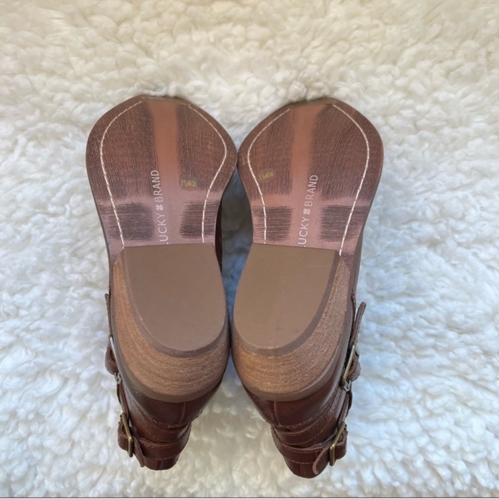 New! LUCKY BRAND Caelyn Western Moto Leather Ankle Booties in Cognac Brown - Picture 13 of 14